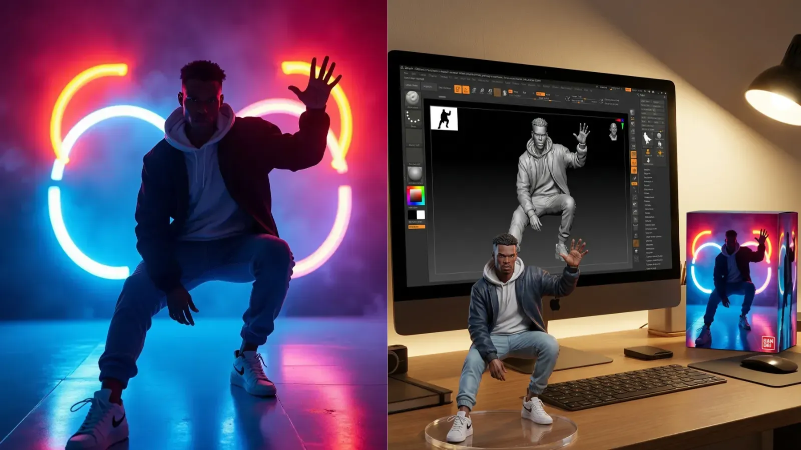 Close up showing the smooth PVC texture and painting details of the generated figure