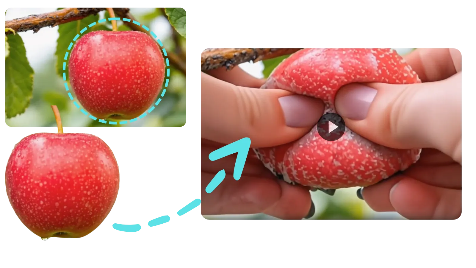 Smartphone screen displaying a high-engagement viral squish video on a social media feed.